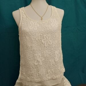 𝅺POETRY Lace Front Open Back Top Women's Size Months